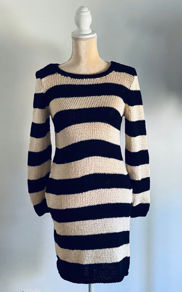 Striped Sweater Dress Black and White ...